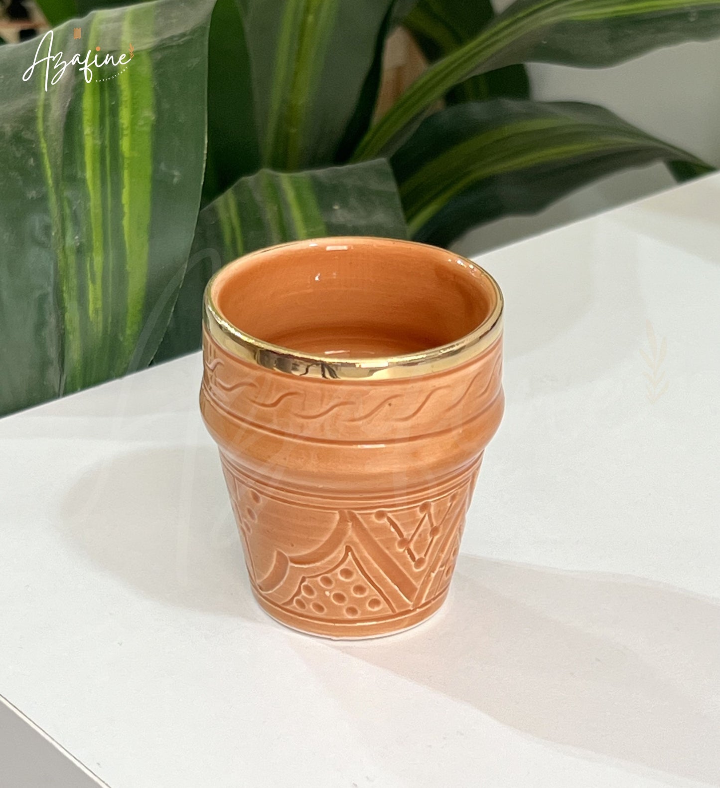 Espresso verre gravée 7cm – Finition dorée 10 carats