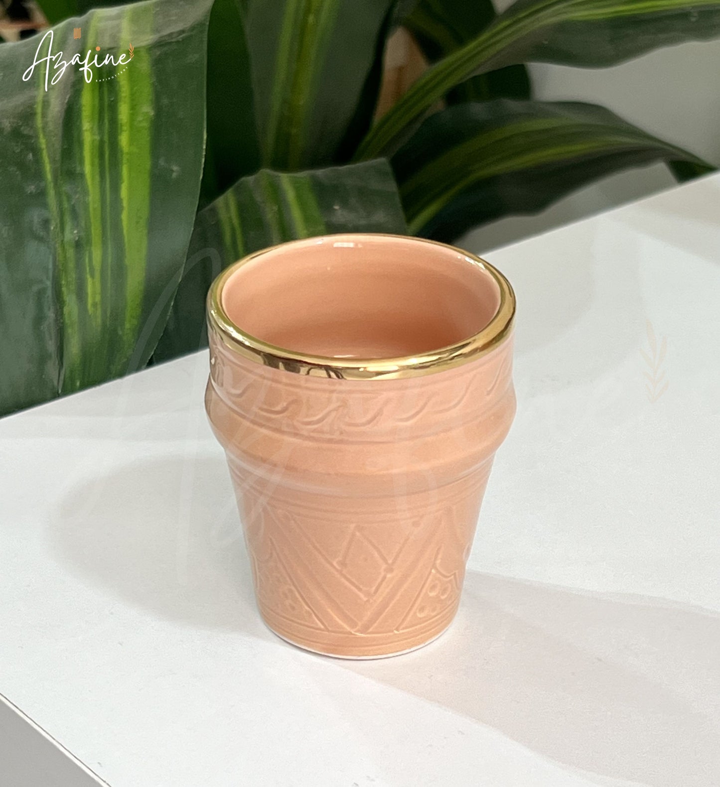 Espresso verre gravée 7cm – Finition dorée 10 carats
