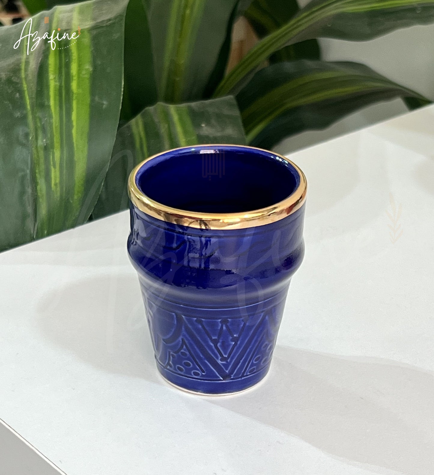 Espresso verre gravée 7cm – Finition dorée 10 carats