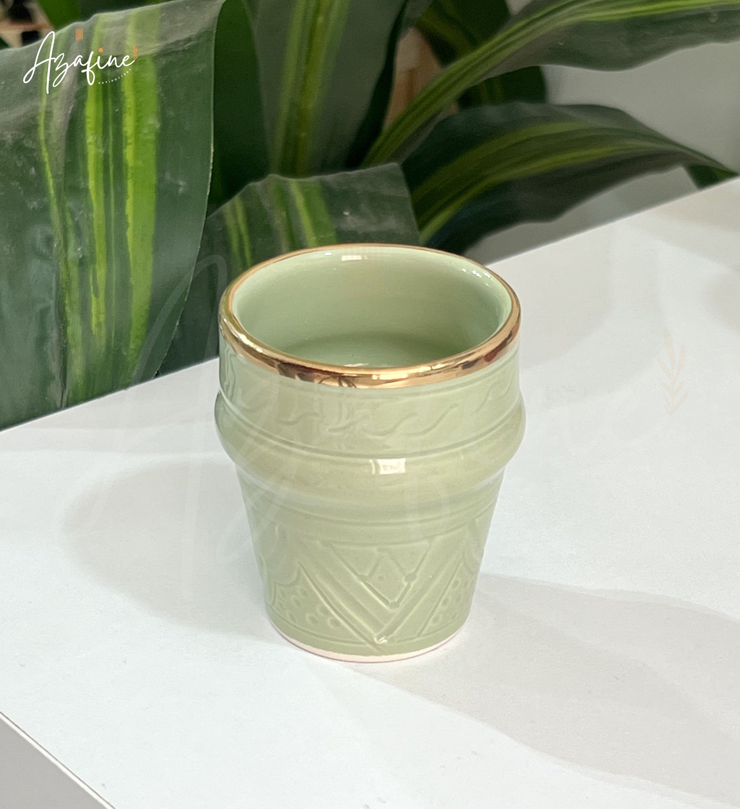 Espresso verre gravée 7cm – Finition dorée 10 carats