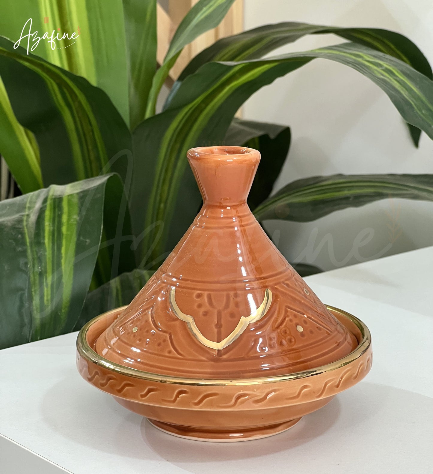 Tagine 13cm gravée – Finition dorée 10 carats