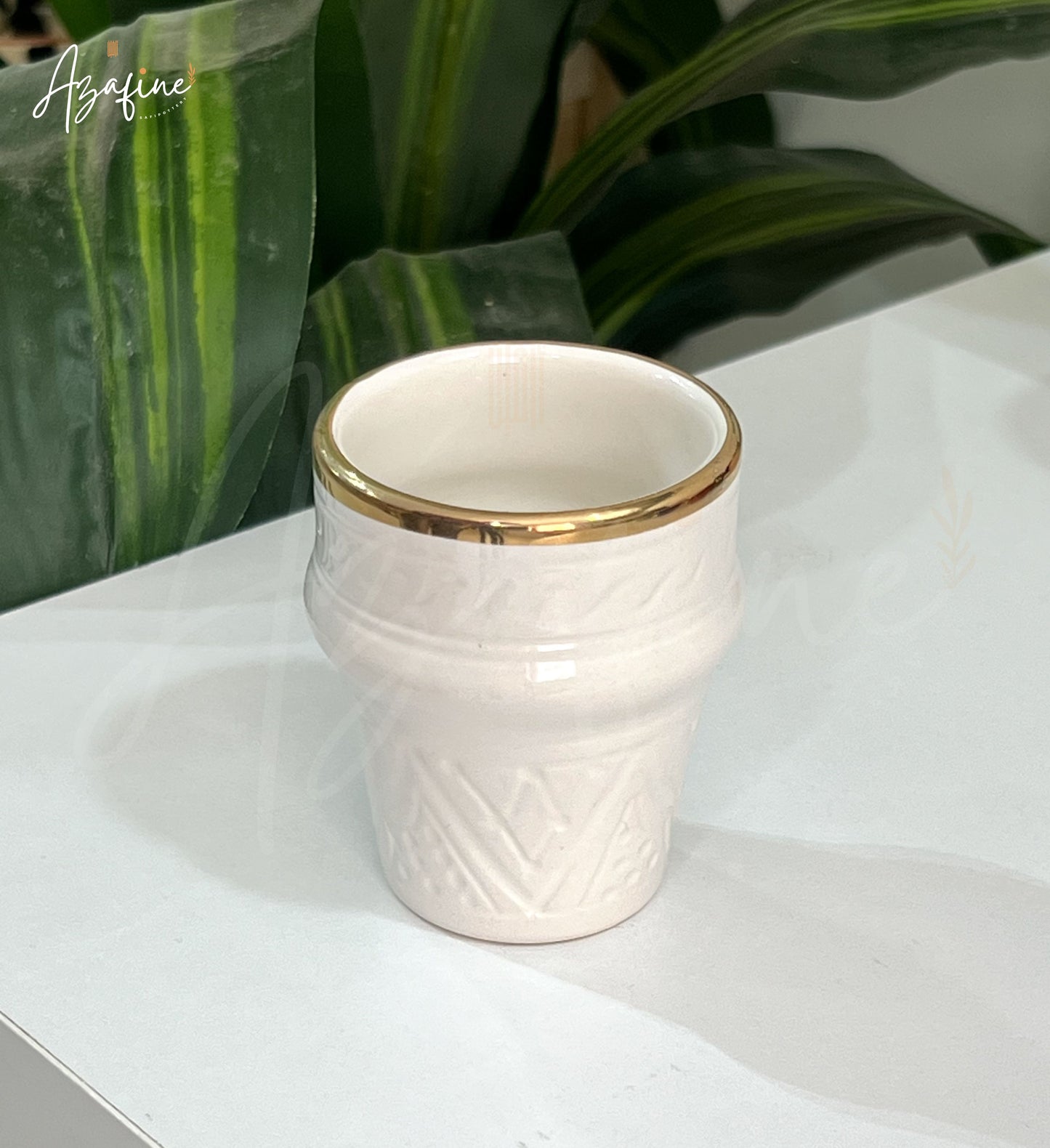 Espresso verre gravée 7cm – Finition dorée 10 carats
