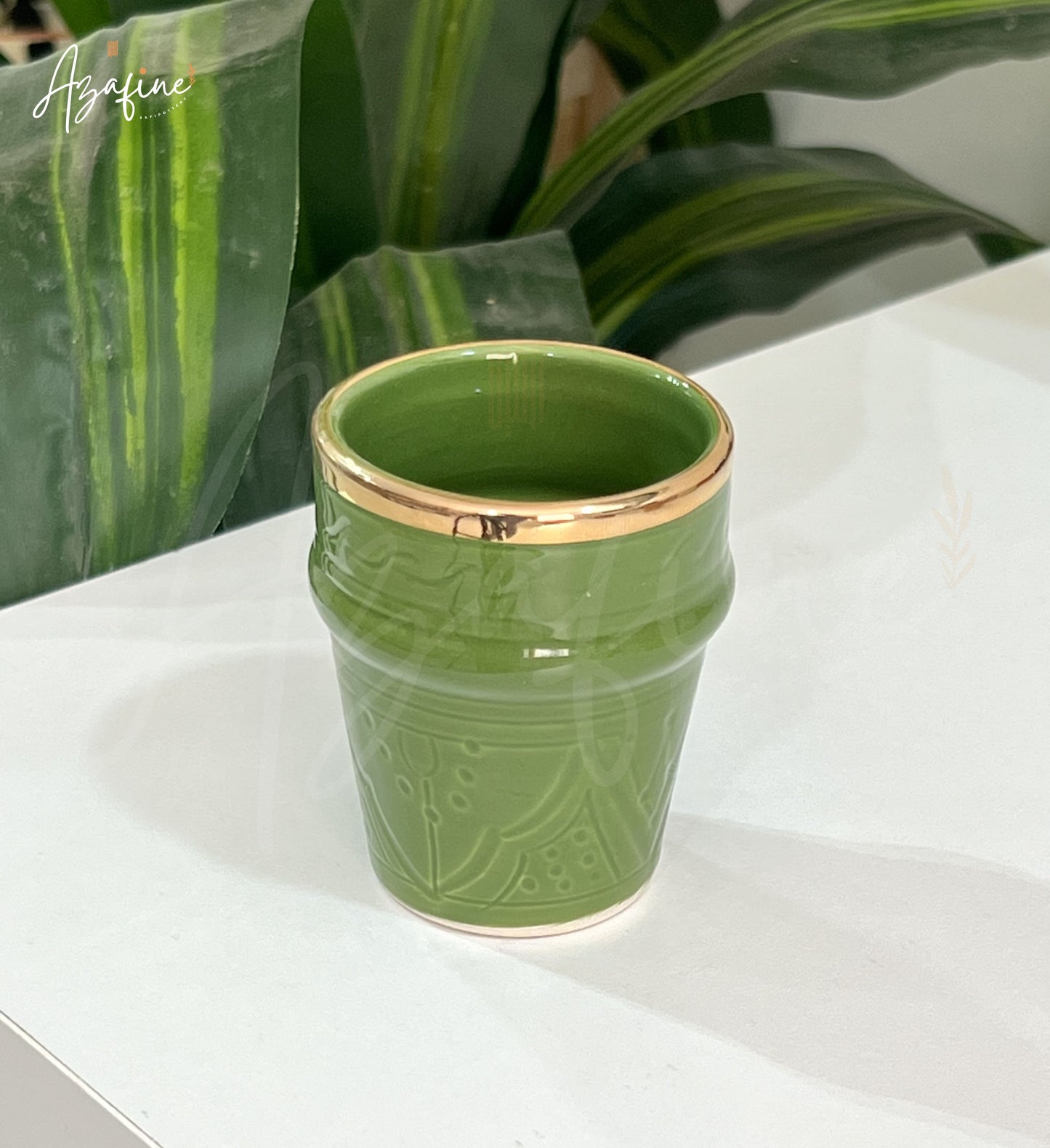 Espresso verre gravée 7cm – Finition dorée 10 carats